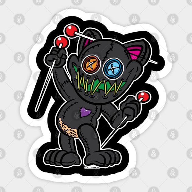 VooDoo Kitty Cat Doll, Charcoal Gray Sticker by eShirtLabs